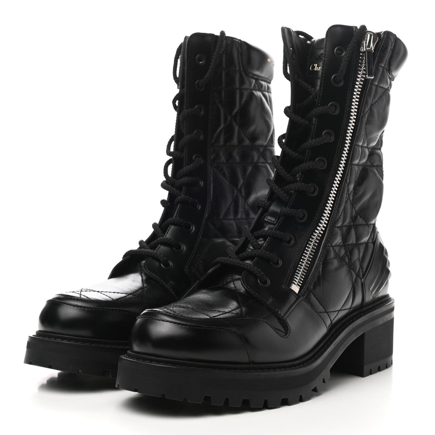 Calfskin Cannage D-Leader Ankle Boots 40.5 Black