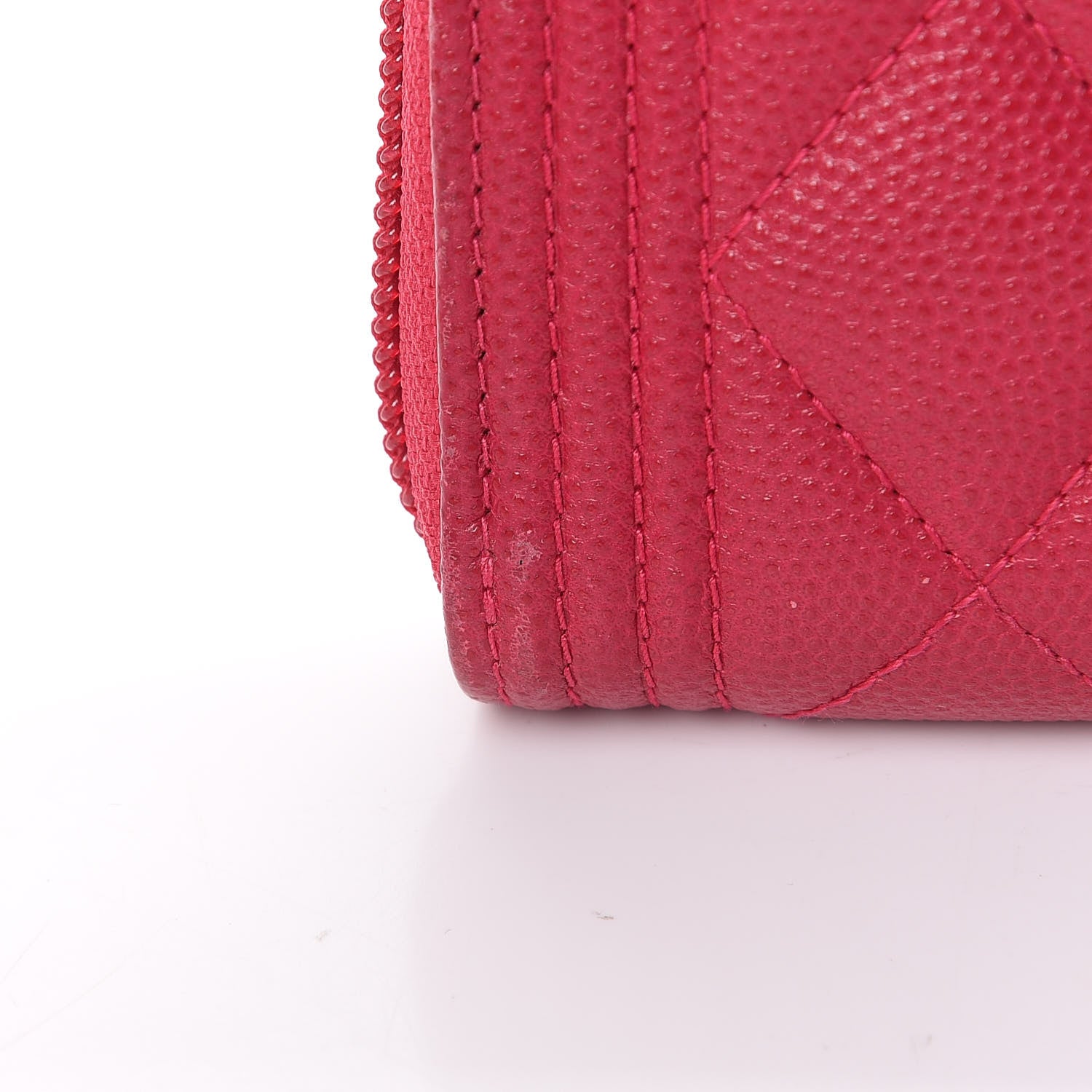 Chanel Caviar Quilted Large Boy Zip Around Wallet Fuchsia 14 of 15