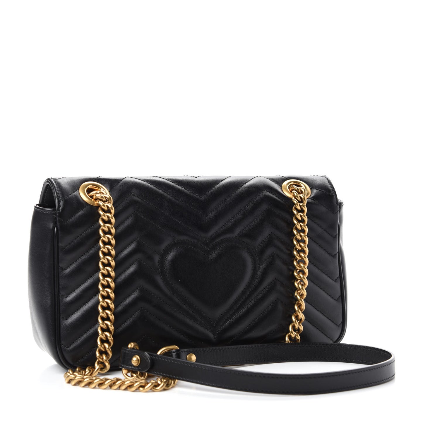 Calfskin Matelasse Small GG Marmont Shoulder Bag Black