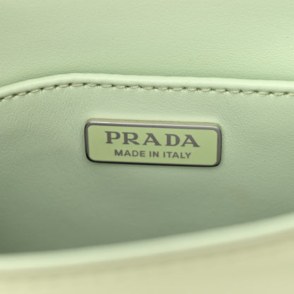 Prada Spazzolato Metal Triangle Logo Small Double Handle Crossbody Tote Acqua 6 of 11
