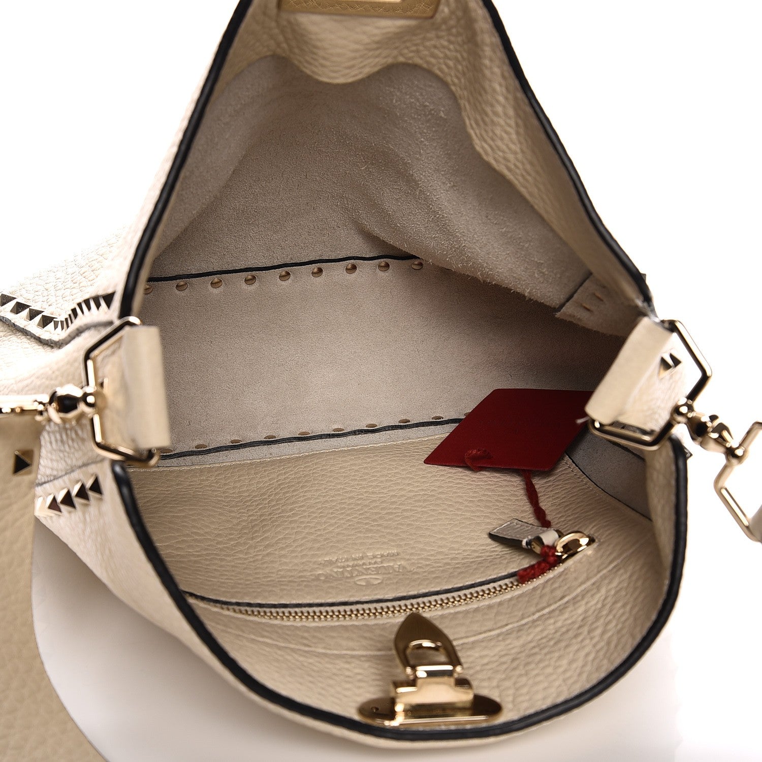 Valentino Garavani Pebbled Calfskin Small Rockstud Flip-Lock Messenger Bag Light Ivory 5 of 10