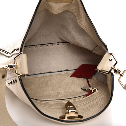 Valentino Garavani Pebbled Calfskin Small Rockstud Flip-Lock Messenger Bag Light Ivory 5 of 10