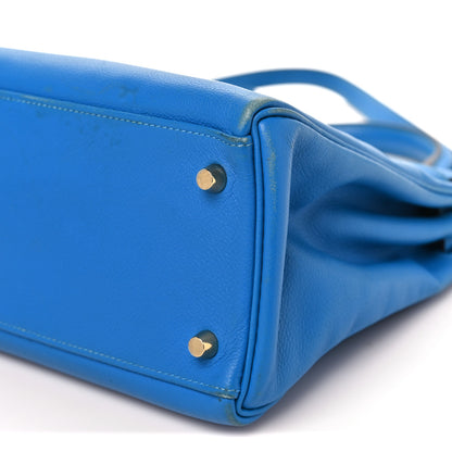 Hermes Evercolor Kelly Retourne 32 Bleu Zanzibar 10 of 13