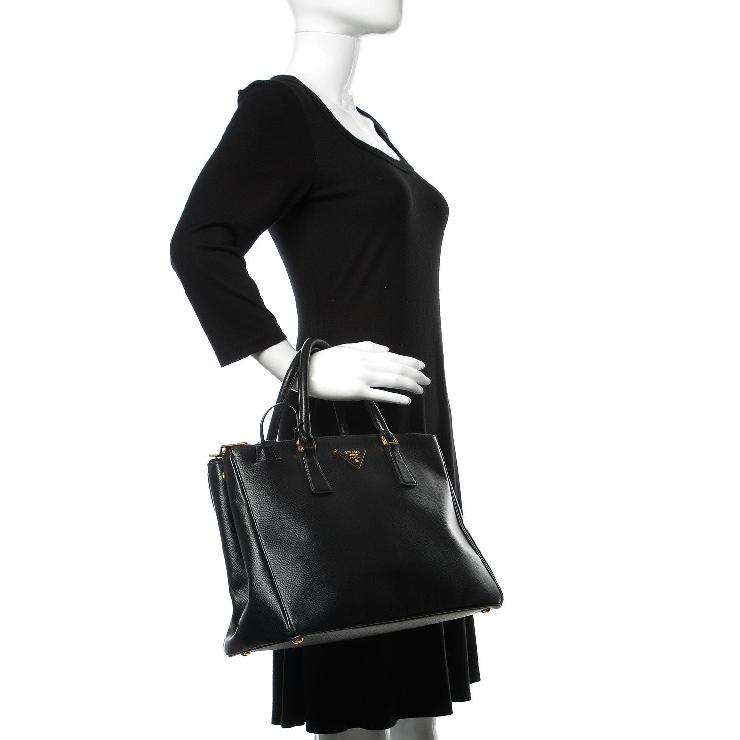 Prada Saffiano Medium Galleria Double Zip Tote Black 3 of 13