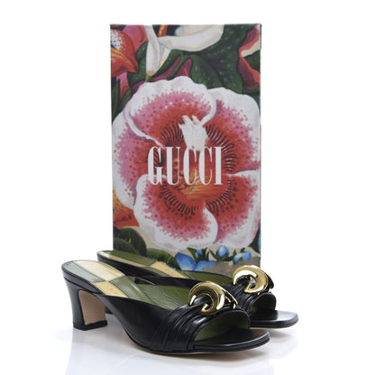 Gucci Malaga Kid Half Moon GG Square Toe Slide Sandals 38 Black 9 of 9