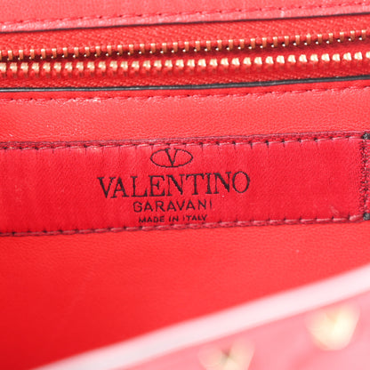 Valentino Garavani Lambskin Rockstud Spike Wallet on Chain Red 6 of 9