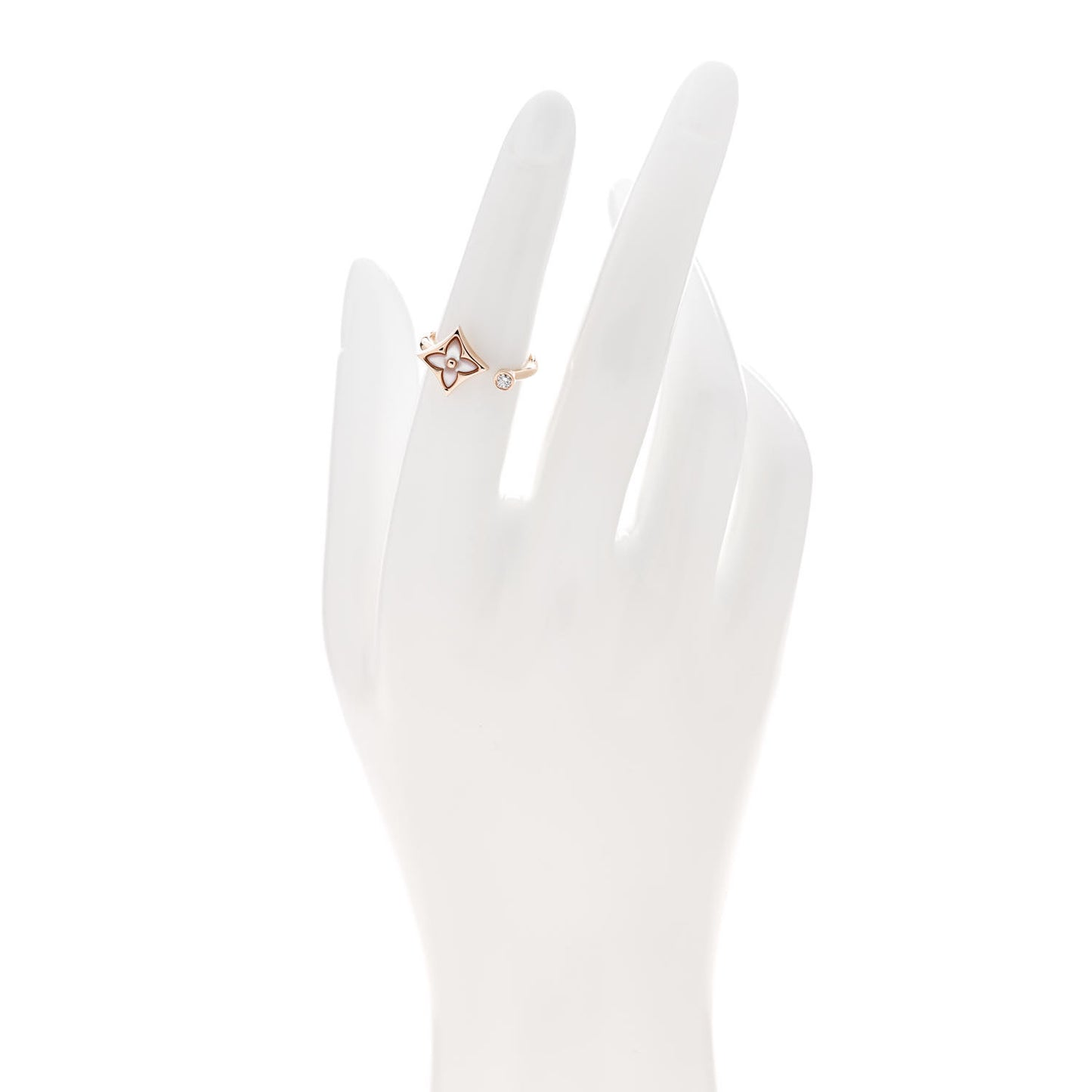18K Pink Gold Diamond Mother of Pearl Mini Color Blossom Star Ring 50 5.25