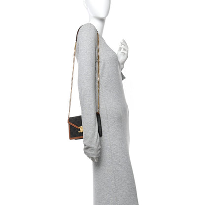 Celine Triomphe Canvas Calfskin Margo Wallet on Chain Tan 2 of 10