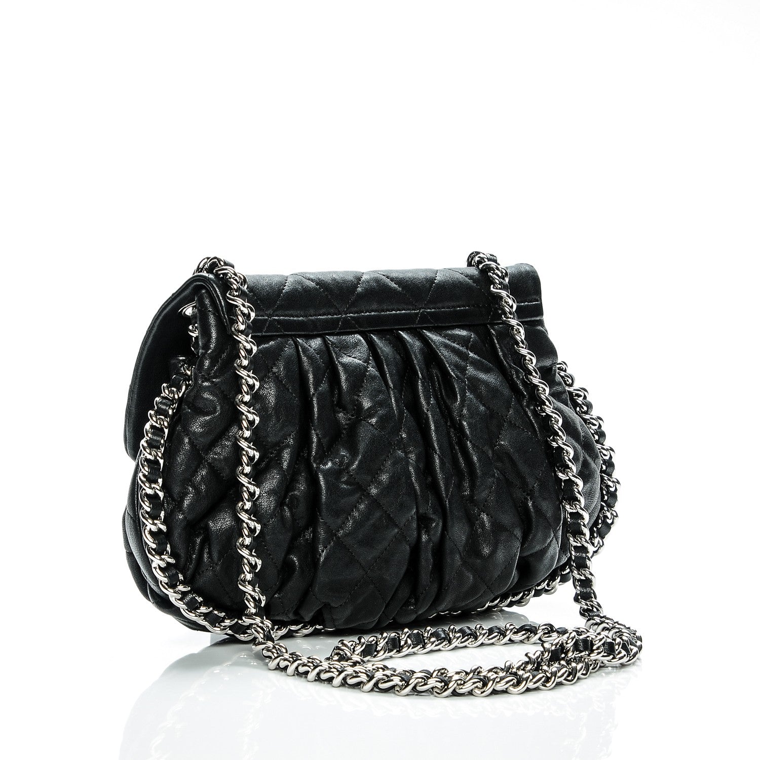 Chanel Washed Lambskin Quilted Medium Chain Around Messenger Black 3 of 8