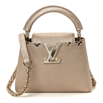 Louis Vuitton Metallic Taurillon Embellished Flower Crown Mini Capucines Gold 1 of 10