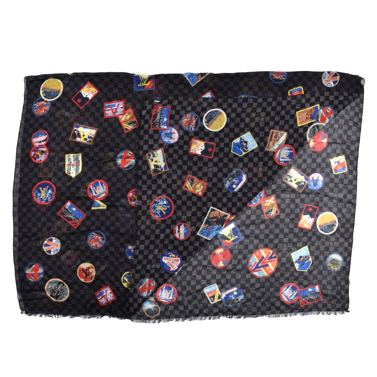 Louis Vuitton Cashmere Silk Damier Graphite Alps Shawl 2 of 4