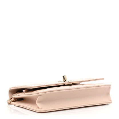 Chanel Lambskin Quilted Trendy CC Wallet On Chain WOC Light Beige 3 of 10