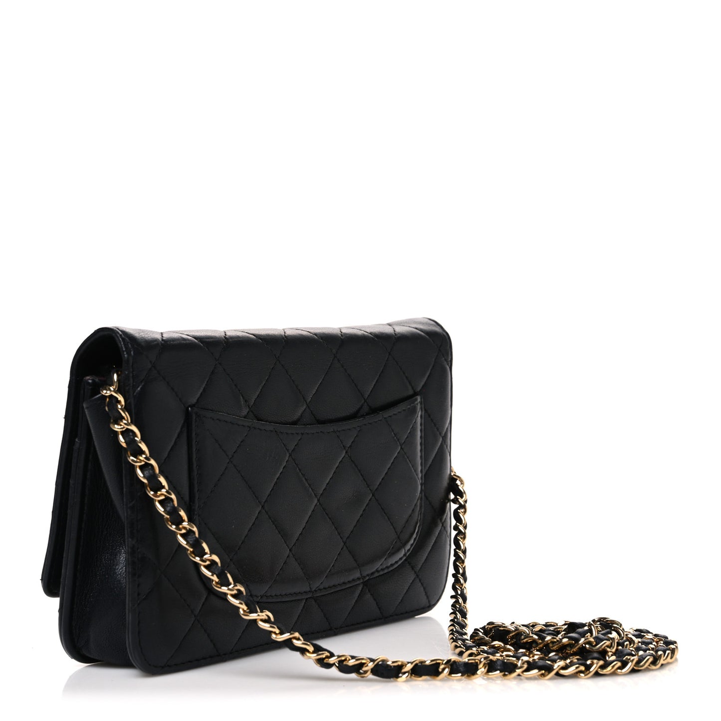 Lambskin Quilted Wallet On Chain WOC Black