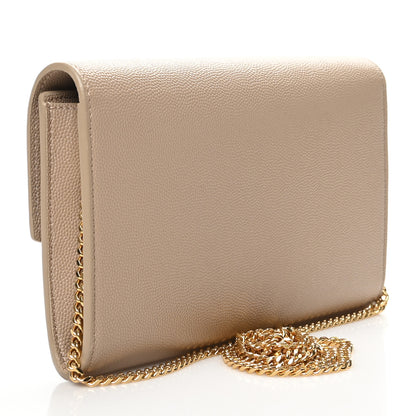 Saint Laurent Grain De Poudre Monogram Uptown Chain Wallet Nude Powder 4 of 9