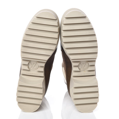 Louis Vuitton Suede Calfskin Monogram Laureate Platform Desert Boots 35 Beige 5 of 8