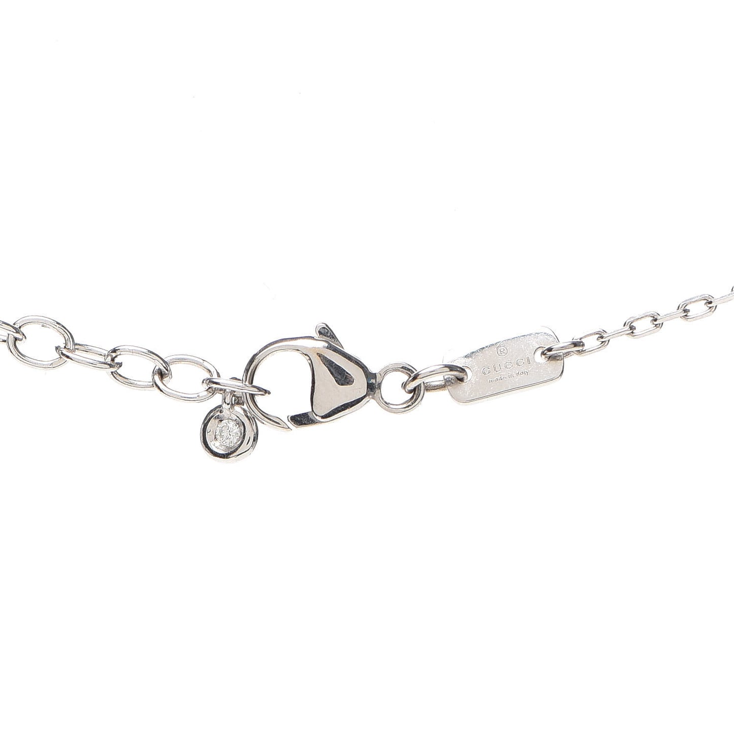 18K White Gold Diamond Running G Pendant Necklace