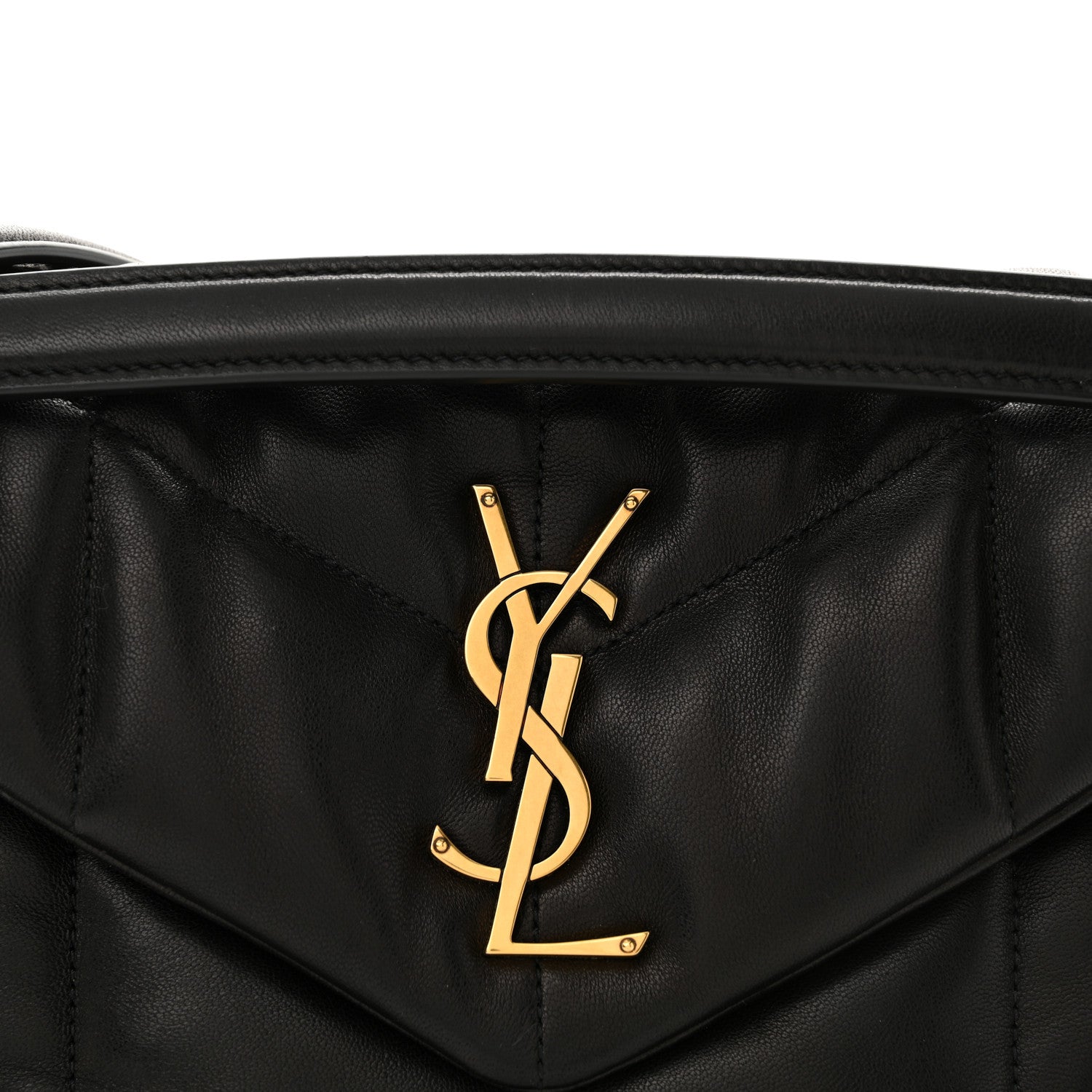 Saint Laurent Lambskin Quilted Small Loulou Puffer Monogram Chain Satchel Black 8 of 10