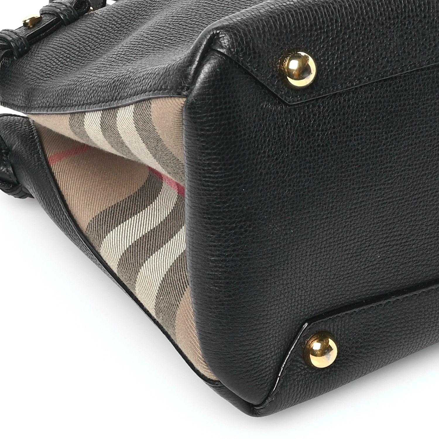 Burberry Grainy Calfskin House Check Medium Banner Tote Black 10 of 11