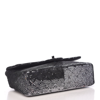 Chanel Sequin Medium Single Flap Black Silver 4 of 10