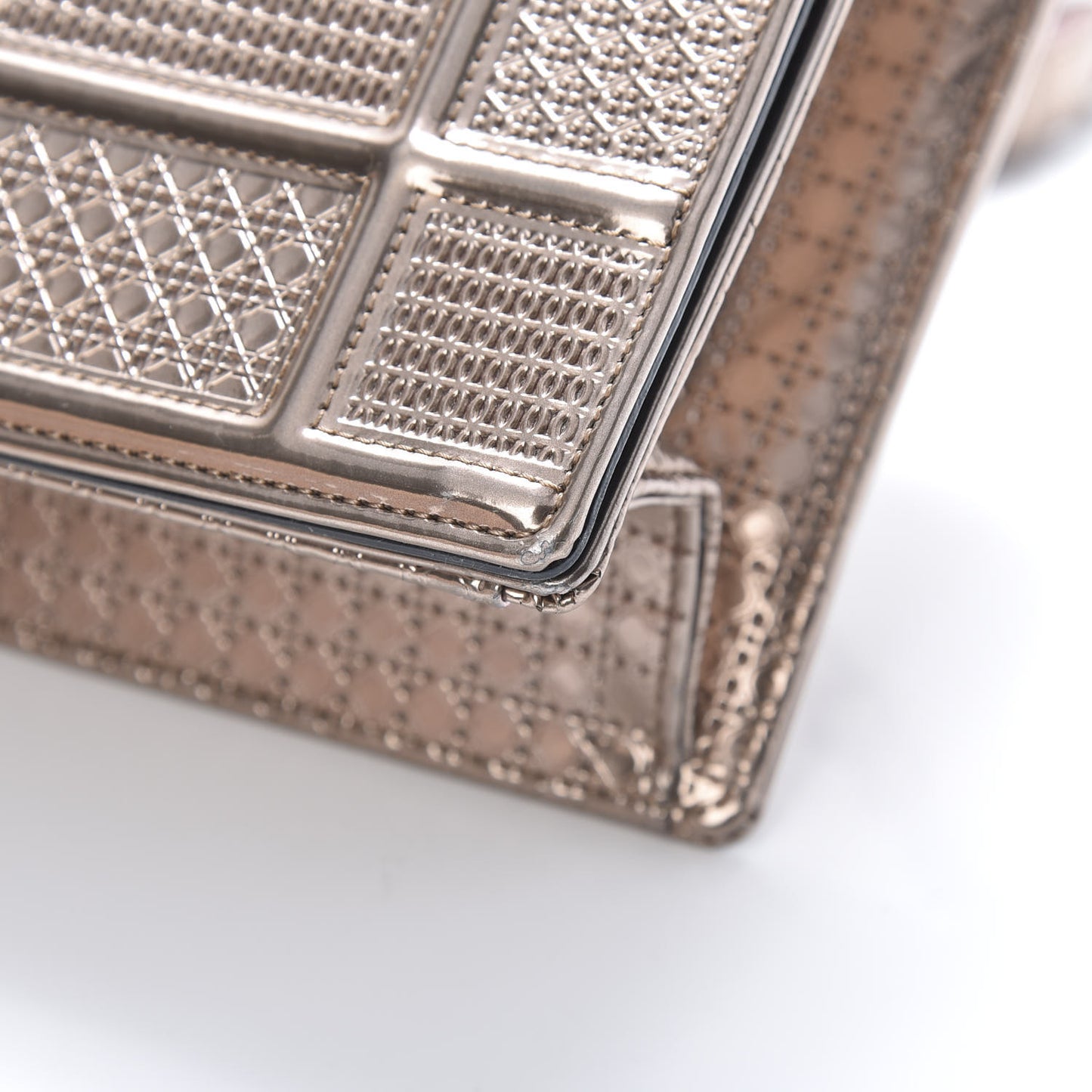 Metallic Patent Micro-Cannage Medium Diorama Flap Bag Pink
