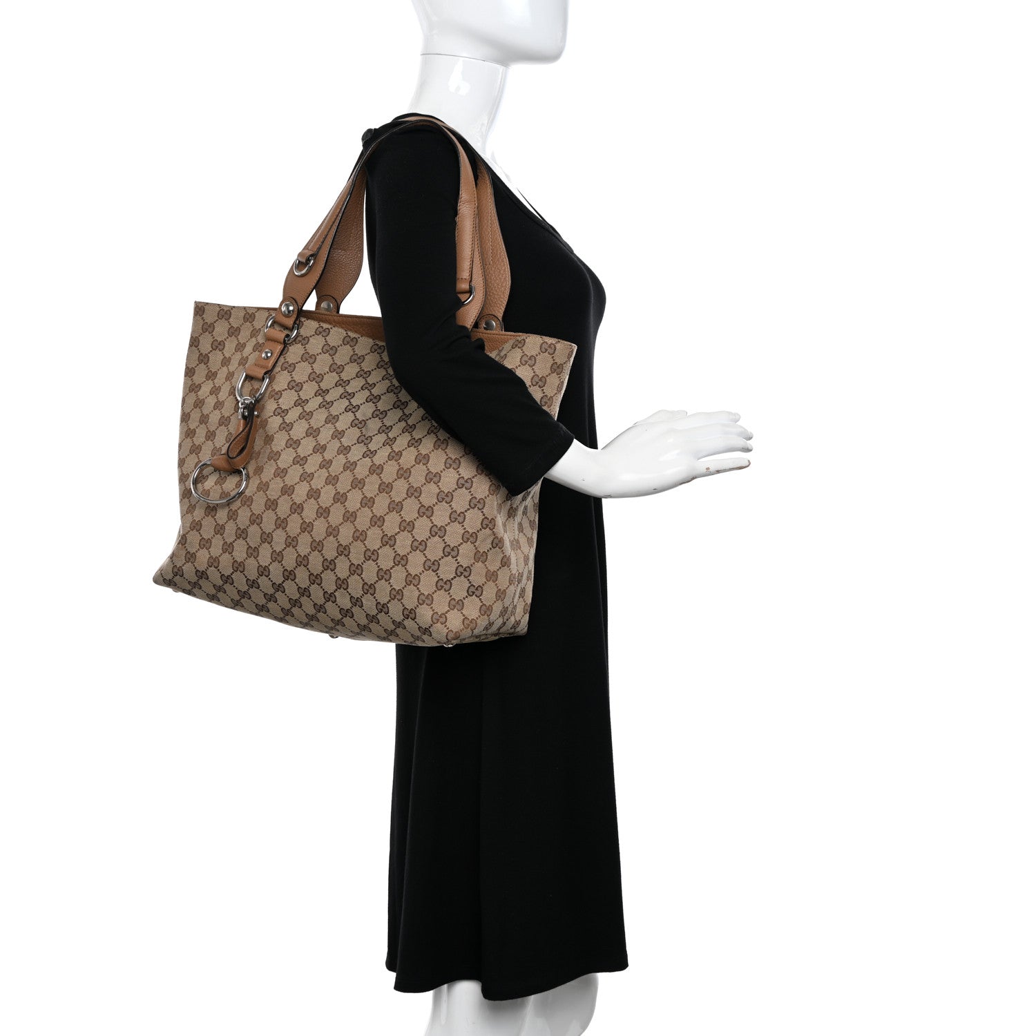 Gucci Monogram Medium Icon Bit Tote Light Brown 2 of 17