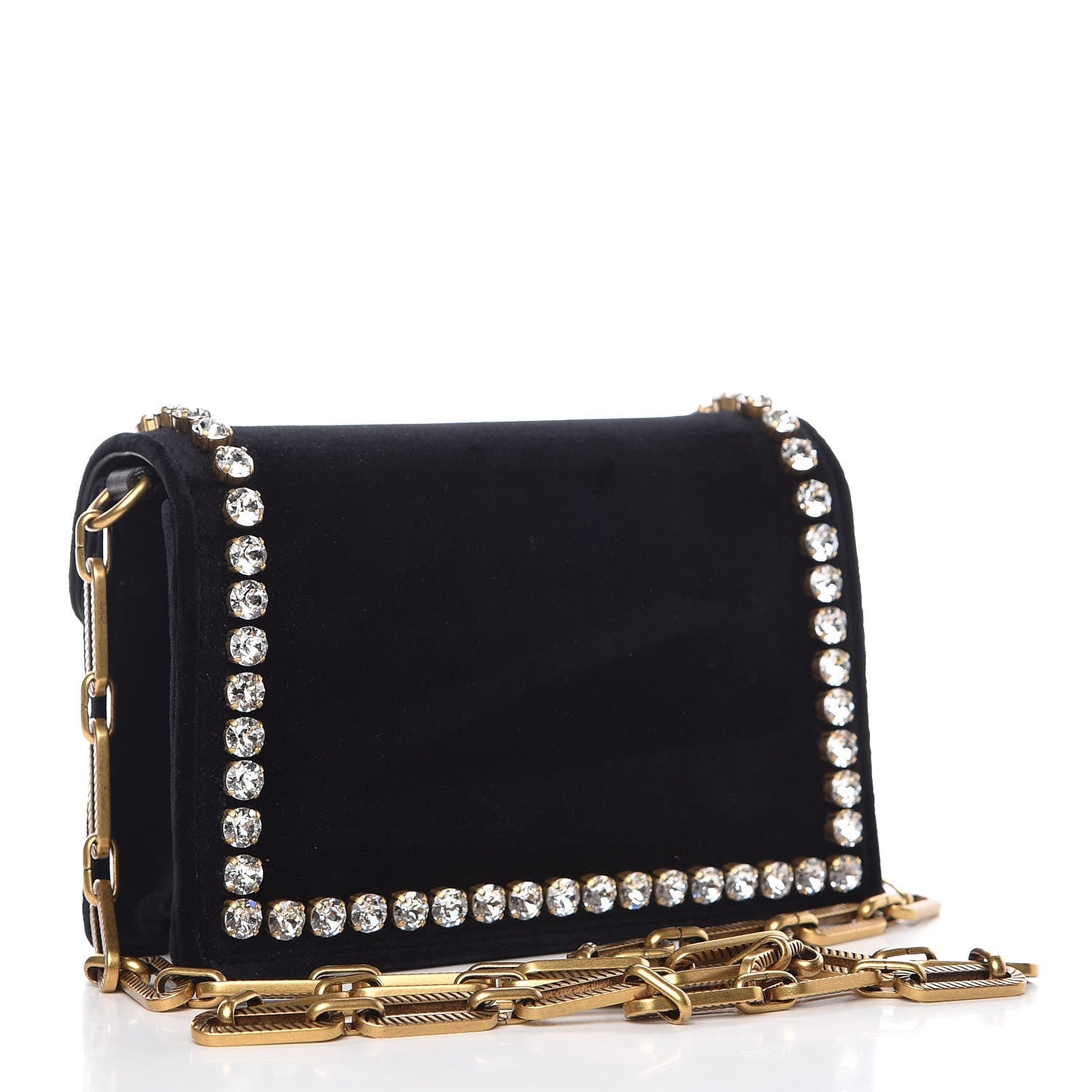 Gucci Velvet Crystal Mini Bee Broadway Shoulder Bag Black 3 of 7