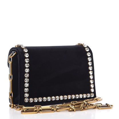 Gucci Velvet Crystal Mini Bee Broadway Shoulder Bag Black 3 of 7