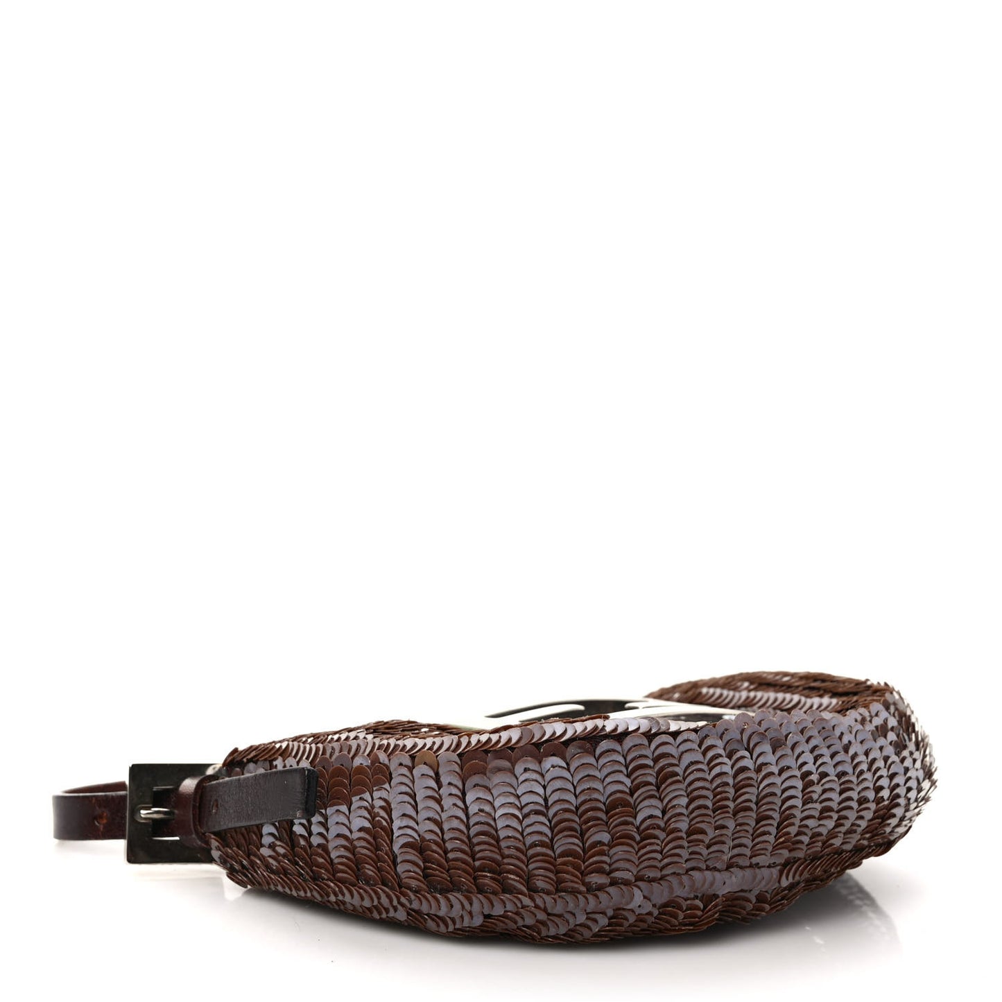 Sequin Paillettes Mini Half Moon Baguette Brown