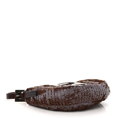 Fendi Sequin Paillettes Mini Half Moon Baguette Brown 4 of 9