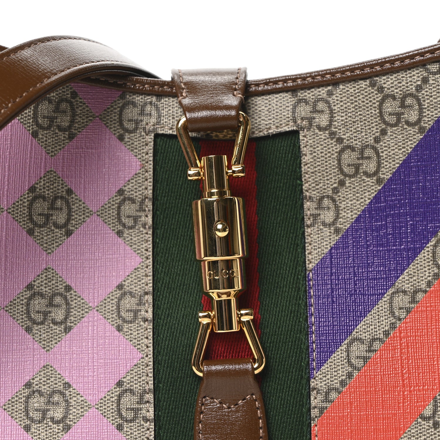 Gucci GG Supreme Monogram Azalea Calfskin Print Web Small Jackie 1961 Hobo Multicolor 8 of 10