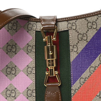 Gucci GG Supreme Monogram Azalea Calfskin Print Web Small Jackie 1961 Hobo Multicolor 8 of 10