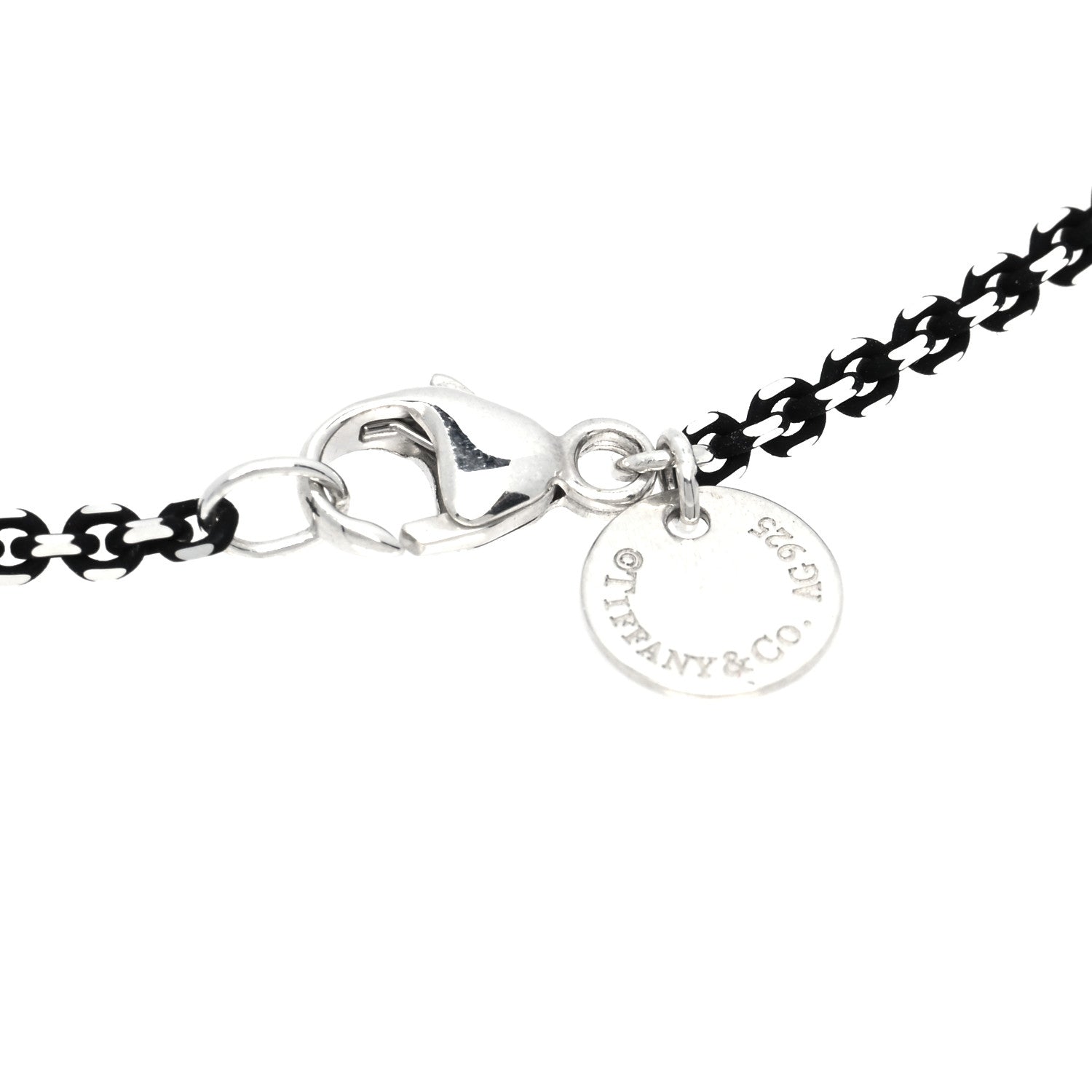 Tiffany Sterling Silver Enamel 1.75mm Chain Necklace Black 30" 3 of 5