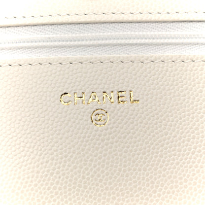 Chanel Caviar Quilted Chain CC Quilted Wallet On Chain WOC White 6 of 12