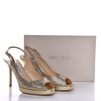 Jimmy Choo Glitter Fabric Nova Pumps 39.5 Gold 10 of 10
