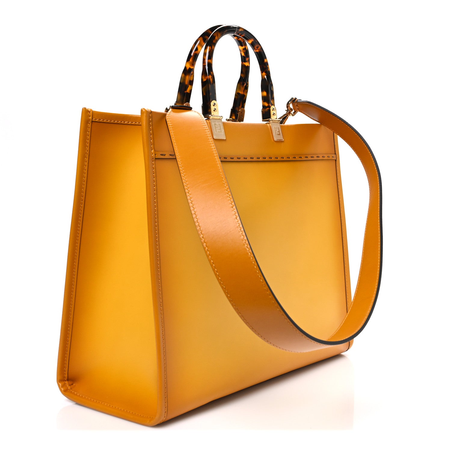 Fendi Vitello King Tamponato Plexiglass Medium Fendi Sunshine Shopper Tote Mimosa 3 of 9