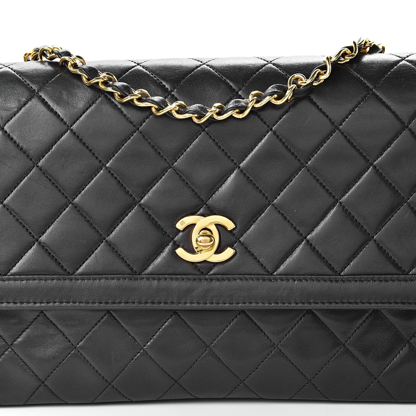 Lambskin Quilted Medium Single Flap Black