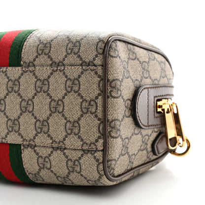 Gucci GG Supreme Monogram Textured Dollar Calfskin Web Mini Ophidia Top Handle Bowler Bag Beige Ebony New Acero 10 of 11