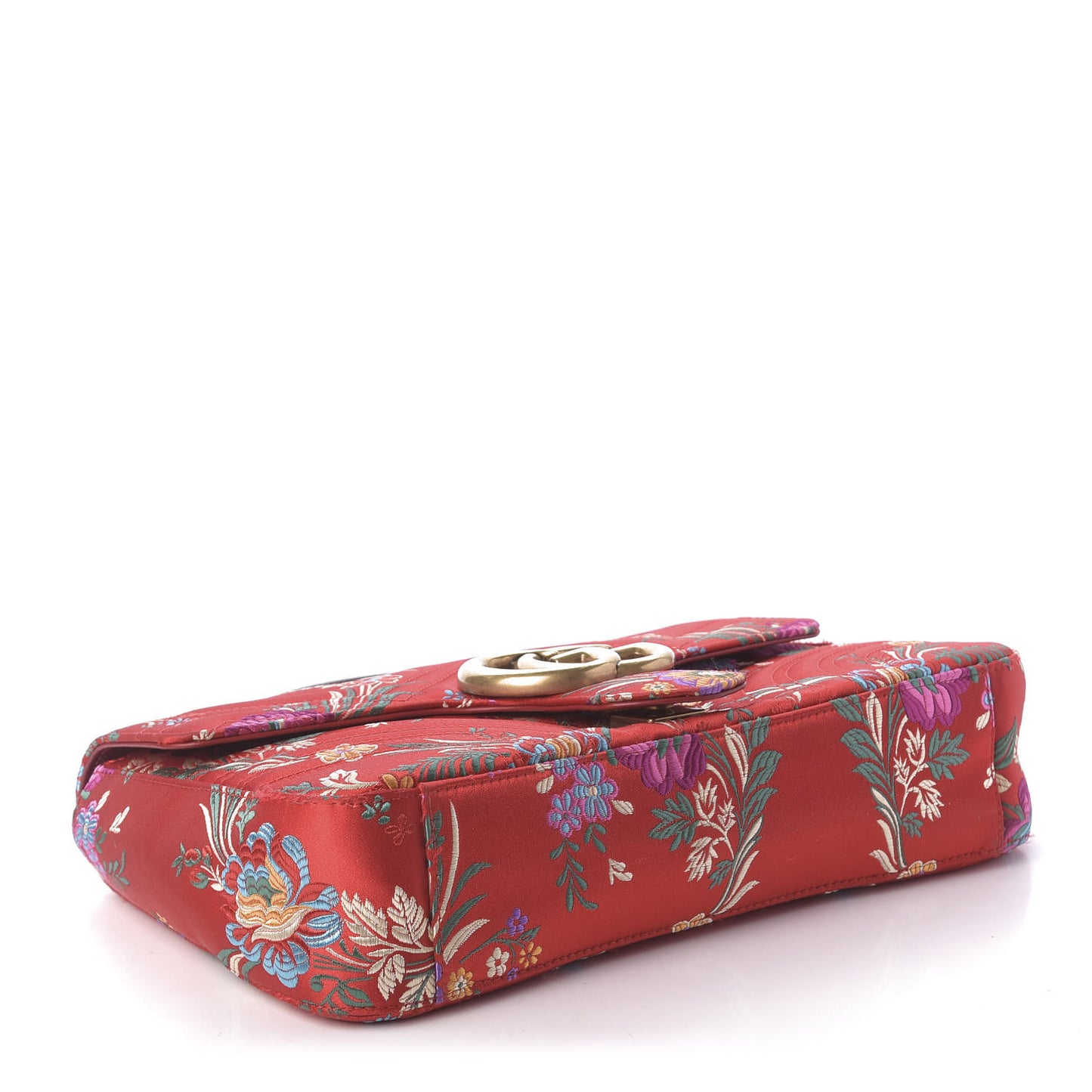 Jacquard Matelasse Floral Medium GG Marmont Shoulder Bag Red
