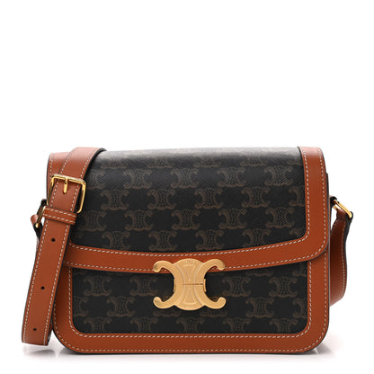 Celine Triomphe Canvas Calfskin Medium Triomphe Tan 1 of 11