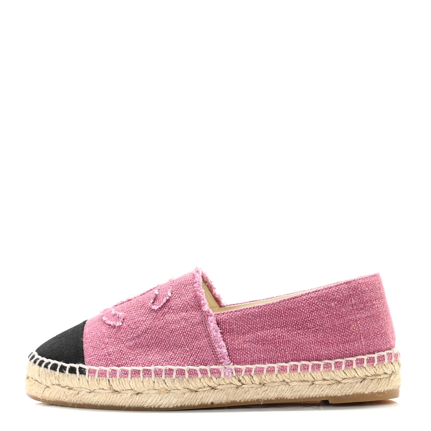 Chanel Linen CC Espadrilles 38 Pink Black 1 of 11