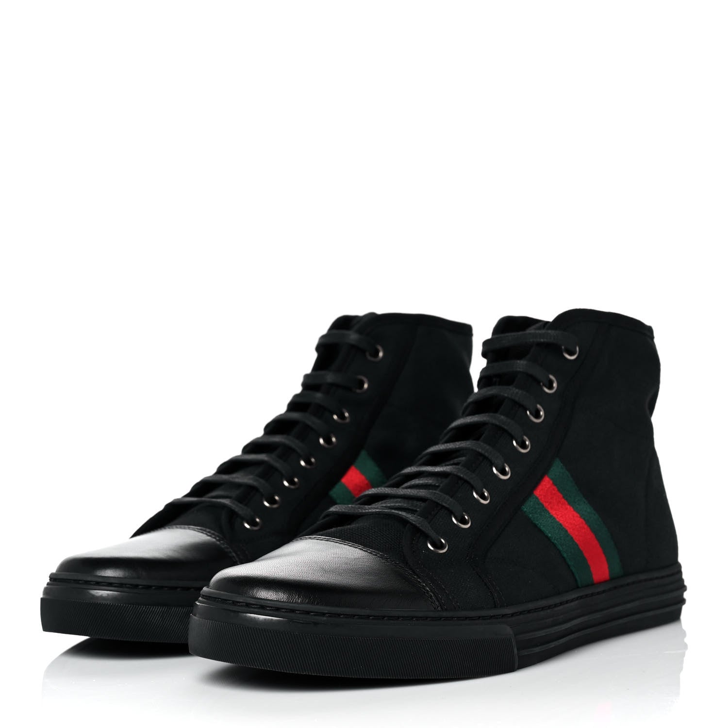 Gucci Canvas Web Monogram Mens High Top Sneakers 10 Black 3 of 6