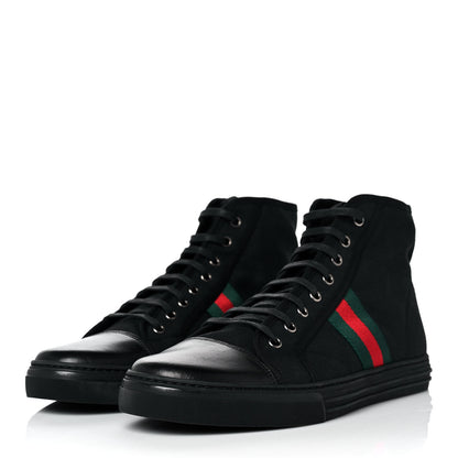 Gucci Canvas Web Monogram Mens High Top Sneakers 10 Black 3 of 6