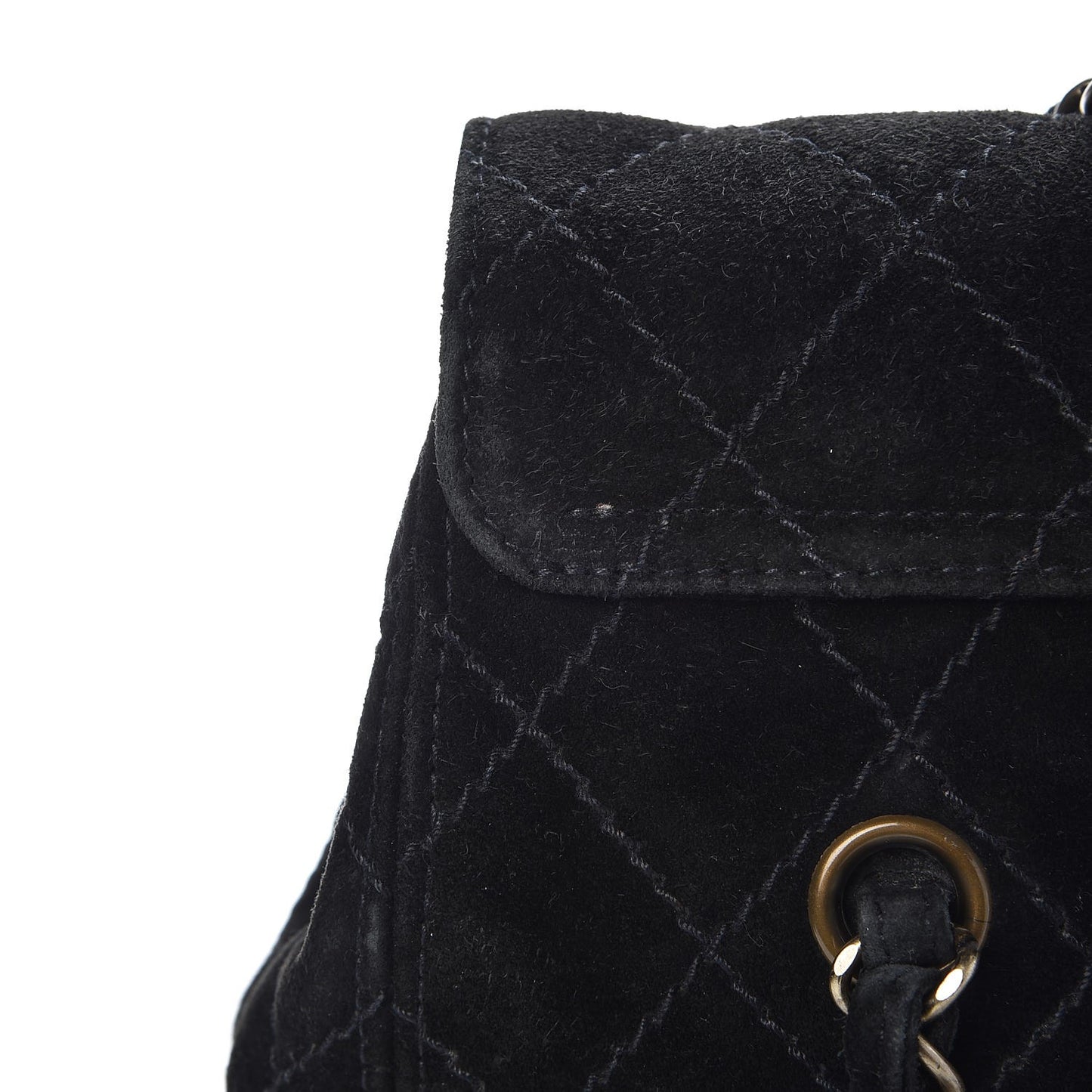 Suede Stitched Single Flap Black