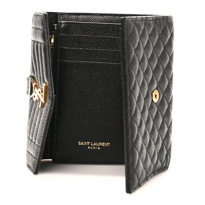 Saint Laurent Grain De Poudre Textured Mixed Matelasse Triquilt Small Monogram Envelope Wallet Black 5 of 8