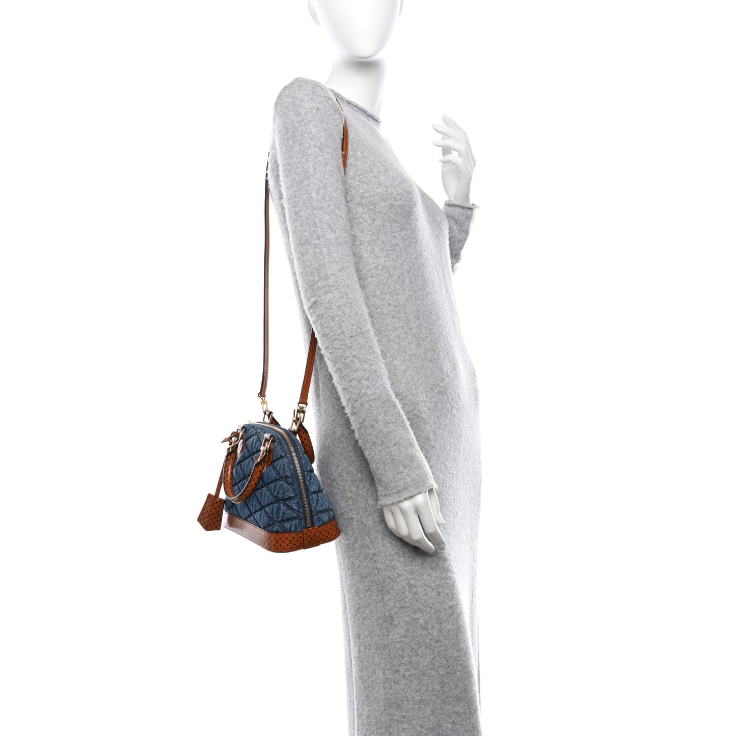 Denim Calfskin Reverse Monogram Malletage Alma BB Blue