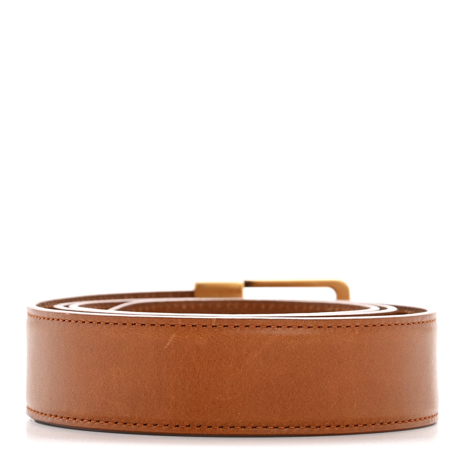 Saint Laurent Lacquered Calfskin La 66 Buckle Belt 85 34 Brown 2 of 7