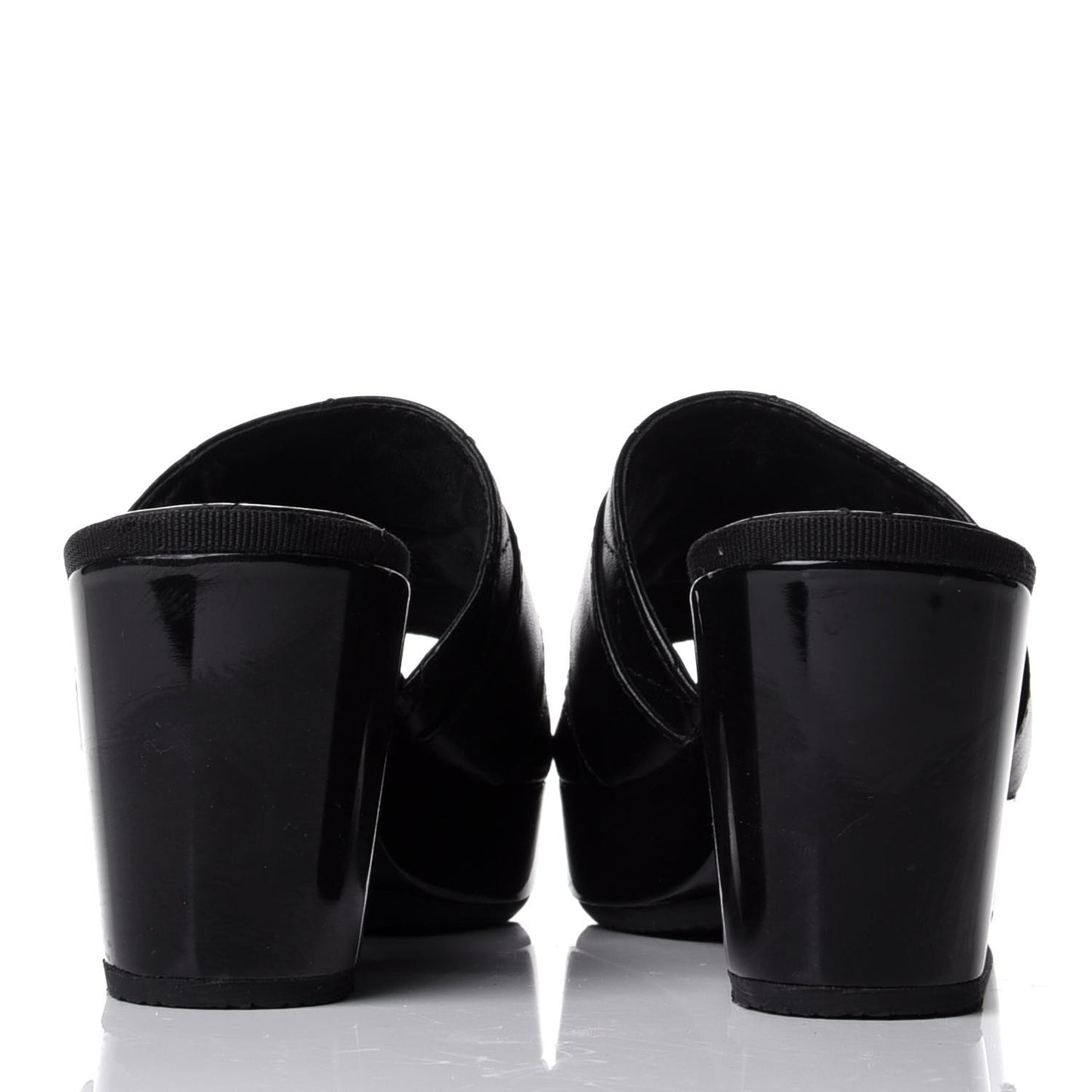 Lambskin Quilted Turn Lock CC Platform Mule 38 Black