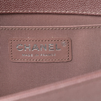 Chanel Metallic Caviar Chevron Quilted Medium Boy Flap Dark Pink 6 of 11