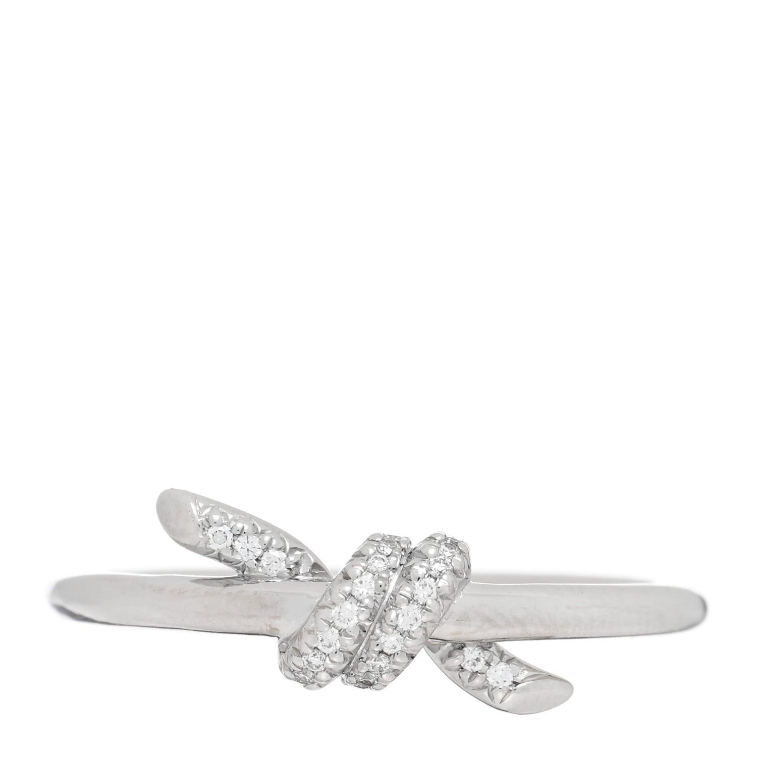 Tiffany 18K White Gold Diamond Small Knot Ring 54 6.75 1 of 5