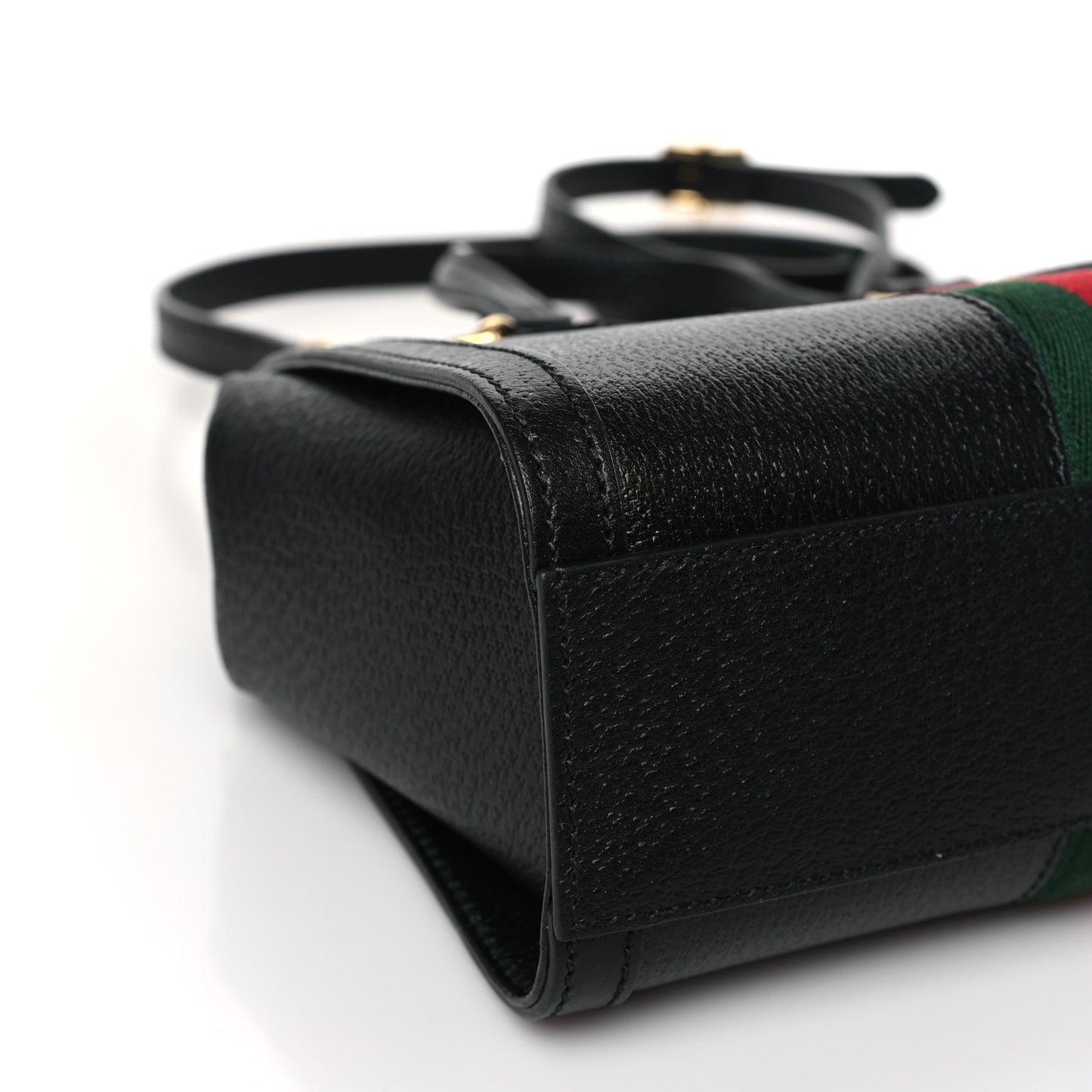 Textured Calfskin Web Small Ophidia Tote Bag Black